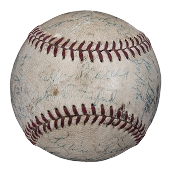 1952 National League Champion Brooklyn Dodgers Team Signed ONL Giles Baseball With 23 Signatures Including Robinson, Campanella, Snider & Reese (JSA)